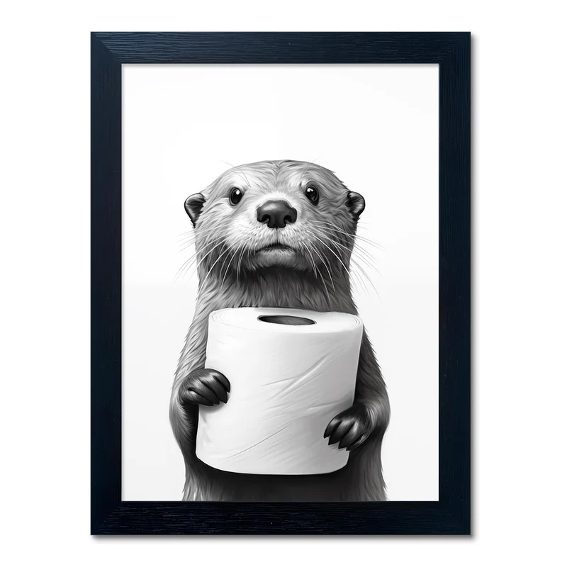 Melpa Art Framed raccoon bathroom print — exact Amazon ASIN B0DJNJDH8V